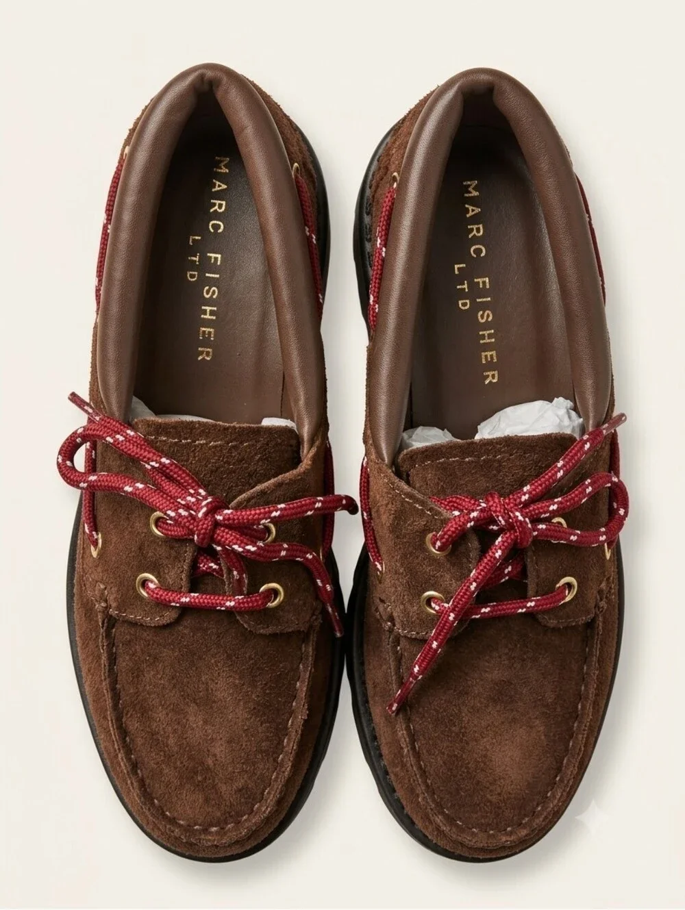 Marc Fisher Brown Suede Platform Lug-Sole Boat Shoes(Size 8)